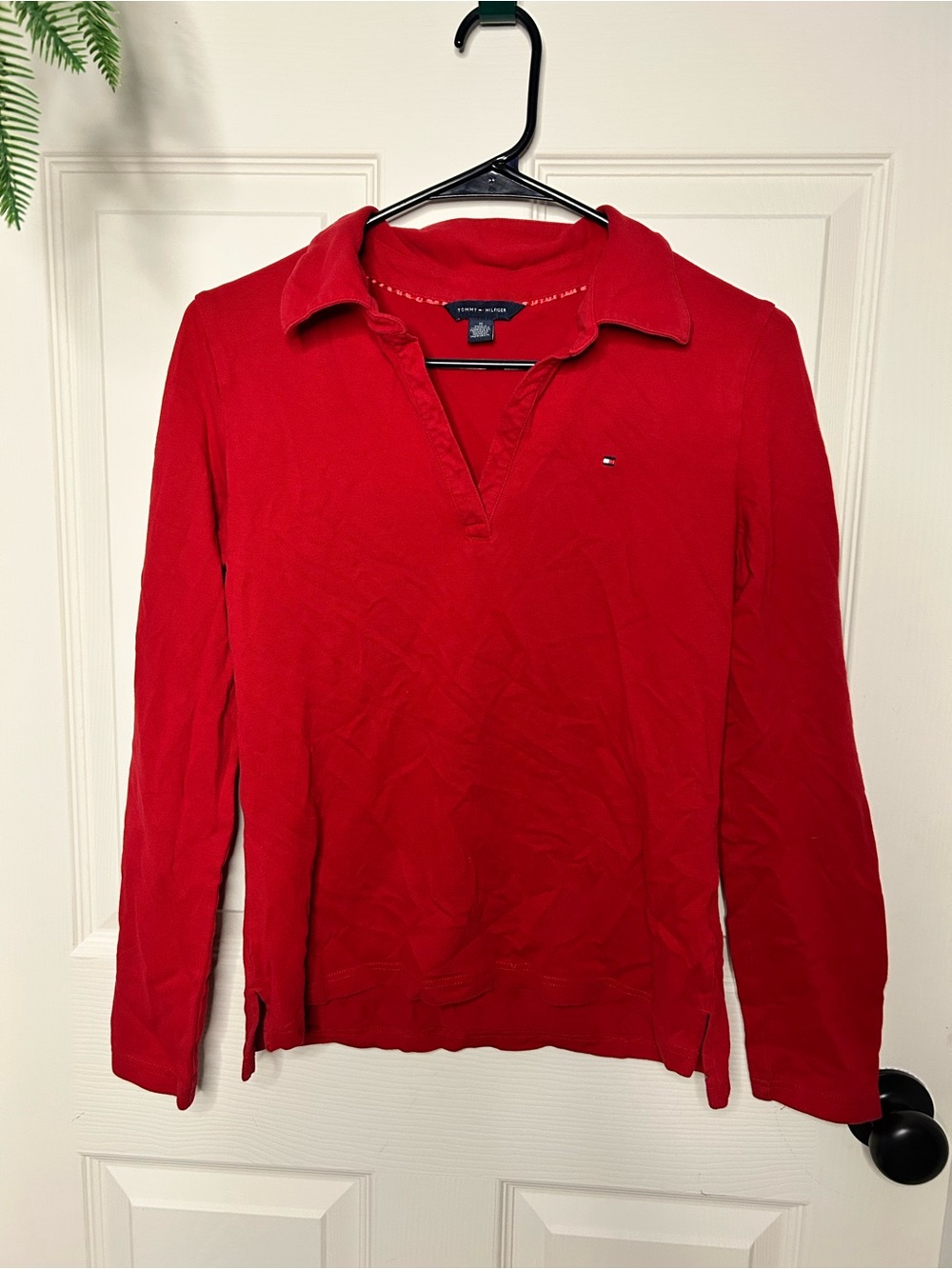 Tommy Hilfiger Women's Red Long-Sleeve Polo Shirt